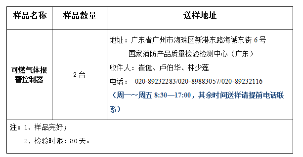 可燃?xì)怏w報(bào)警控制器產(chǎn)品認(rèn)證型式試驗(yàn)業(yè)務(wù)辦理指南（廣東所）
